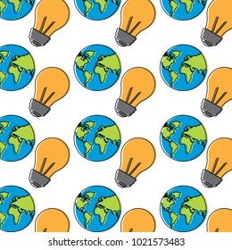 earth planet map and light bulb conservation wallpaper image
