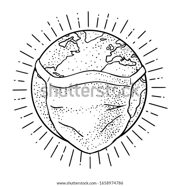 Earth Planet Medical Face Mask Vintage Stock Vector Royalty Free