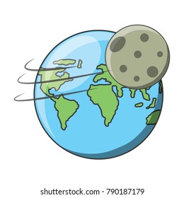 earth planet and moon icon