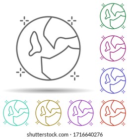 Earth planet multi color icon. Simple thin line, outline vector of no gubernamental organization icons for ui and ux, website or mobile application