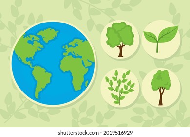 earth planet and nature icon set