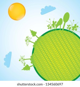 Earth, planet and nature icons colorful concepts. Vector illustration