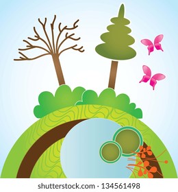 Earth, planet and nature icons colorful concepts. Vector illustration