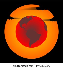Earth Planet Near the Sun, Rocky Planet Between the Planet Sun Illustration