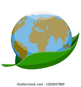 Earth planet on a leaf. Vector illustration design
