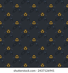 Earth Planet and Orbital Nuclear Weapon in Space vector concept colored seamless pattern