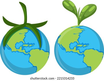 Earth planet with plant illustration