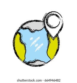 earth planet with point with location