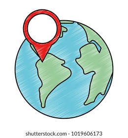 earth planet with pointer location