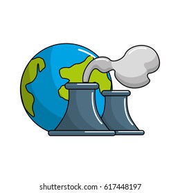 earth planet with polluction factory