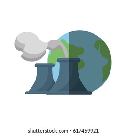earth planet with polluction factory