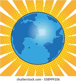 Earth planet pop art comic vector