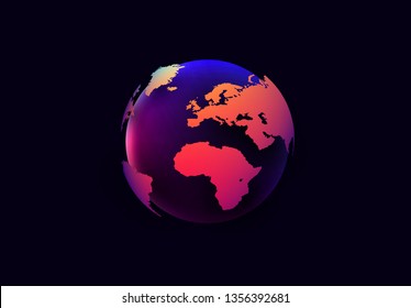 Earth planet realistic 3D, dark background.