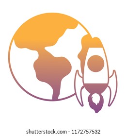 earth planet and rocket