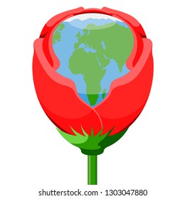Earth planet in a rose. Vector illustration design