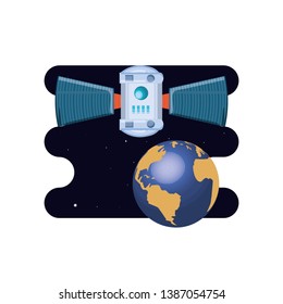 earth planet with satellite scene space
