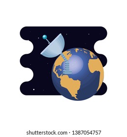 earth planet with satellite scene space
