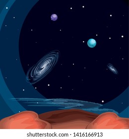 earth planet scene space vector ilustration