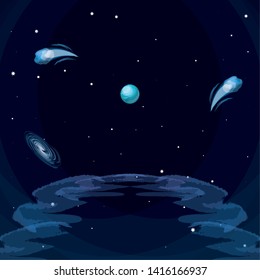 earth planet scene space vector ilustration