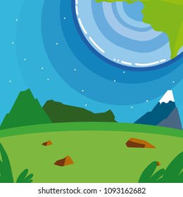 Earth planet seen from ground
