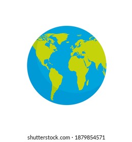 Earth planet with shadow on white background.