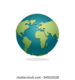 Earth Planet. Sign of globe. Space Earth on white background. World globe map. Continents and oceans.
