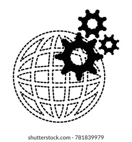 earth planet sphere with gears