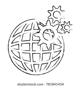 earth planet sphere with gears