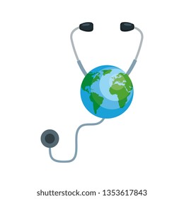 earth planet with stethoscope cardio device