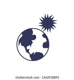 earth planet sun line image vector illustration