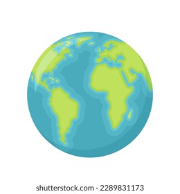 Earth planet. The terrestrial globe. Vector illustration in flat cartoon style.