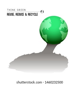 Earth planet with a tree shadow. Recycling concept - Vector