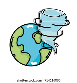 earth planet with twister natural weather