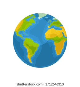 Earth planet. Vector color flat illustration isolated on a white background. For web, poster, info graphic.