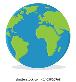Earth Planet Vector, Flat Design.