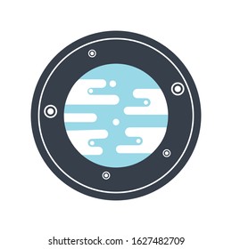 Earth planet vector illustration. Flat style blue planet and galaxy stars in space