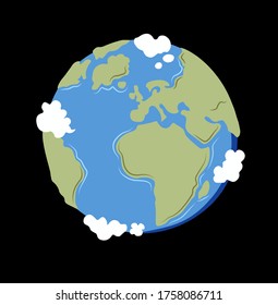Earth planet vector on the black background