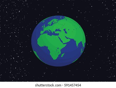 earth planet vector on black sky background with stars