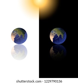 Earth planet vector. Planets of the solar system on the black and white background