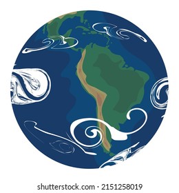 earth planet with wind scene