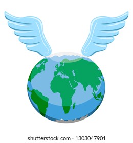 Earth planet with wings. Vector illustration design