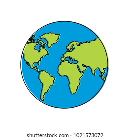 earth planet world globe map icon