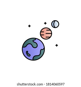 Earth, planets, space color gradient vector icon