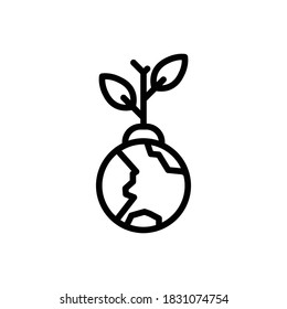 Earth plant (Ecology) icon outline vector. isolated on white background