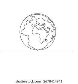Terra com ícone de planta contínua uma linha desenhando contorno vetor ilustração 