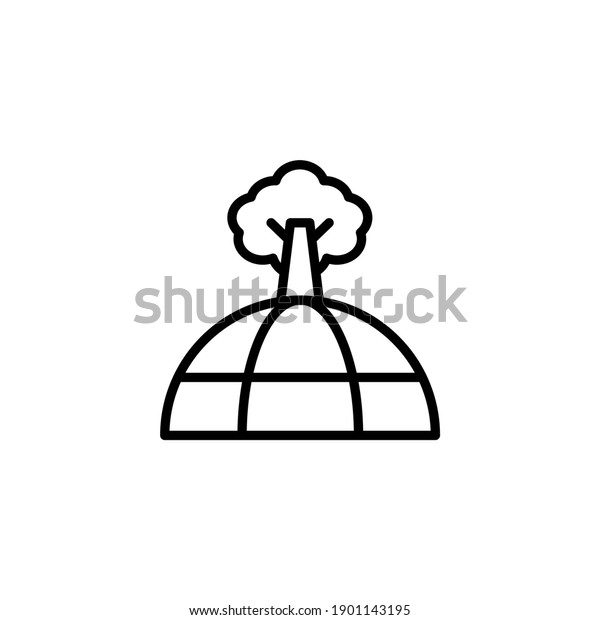 Earth plant icon with\
outline style