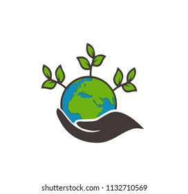 earth with plant vector