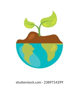 earth with plant vector isolated