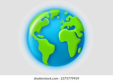 The Earth plasticine style  isolated on white background. 3d vector illustration
