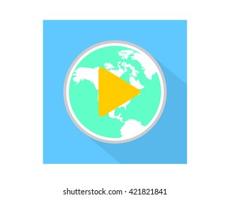 earth play icon audio start record image vector
